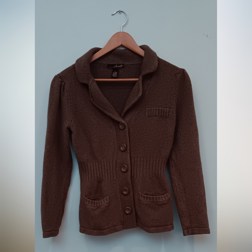Willi Smith Women's Button Up Cardigan Brown L